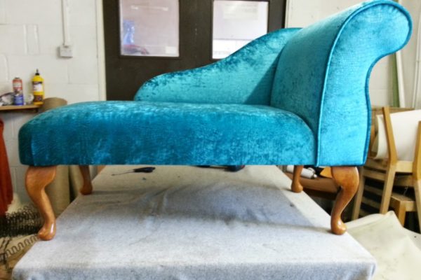 Turquoise Chaise Recover