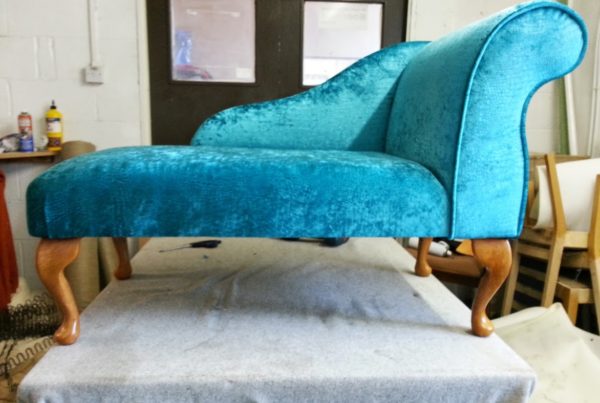 Turquoise Chaise Recover