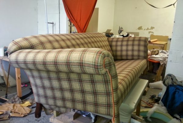 Upholstered Check Sofa